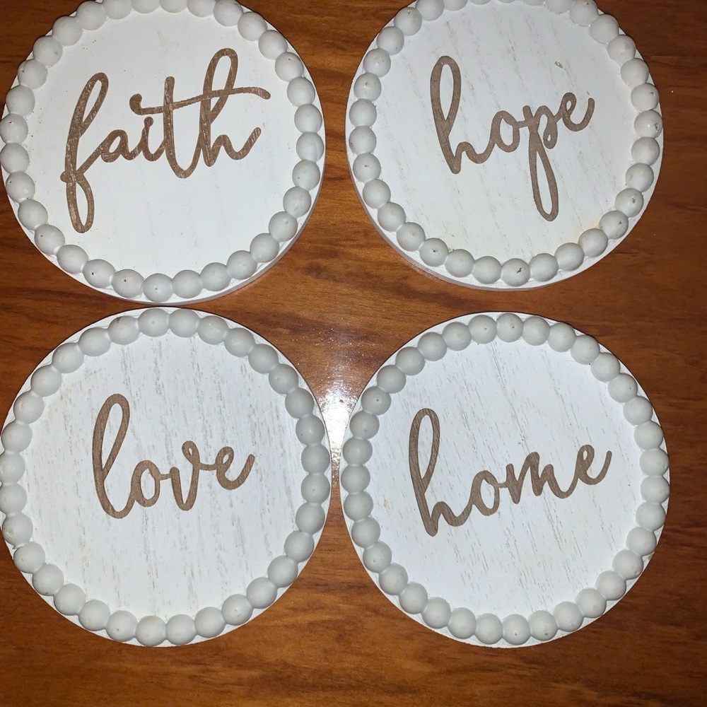 Set of Inspirational White Coasters